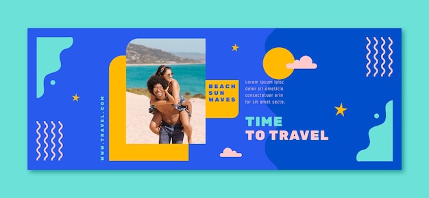 Free Vector flat design travel adventure facebook cover