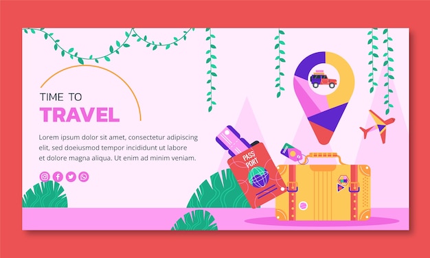 Flat design travel adventure facebook template