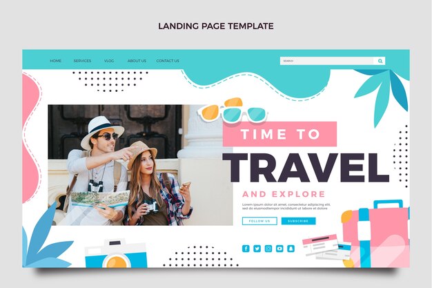 Flat design travel adventure landing page