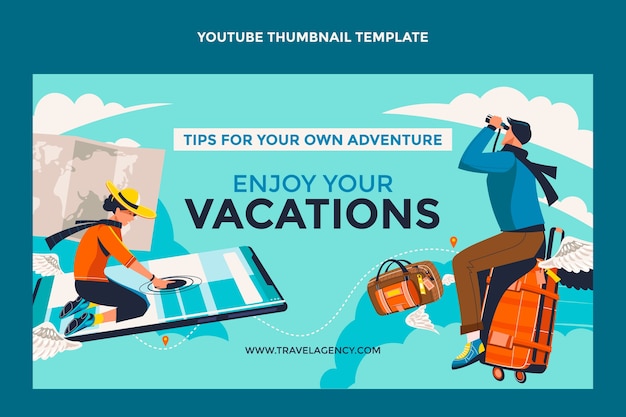 Flat design travel adventure youtube thumbnail