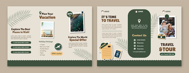 Free vector flat design travel agency brochure template