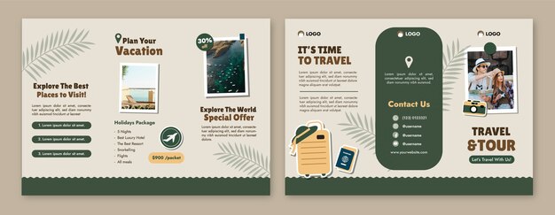 Flat design travel agency brochure template