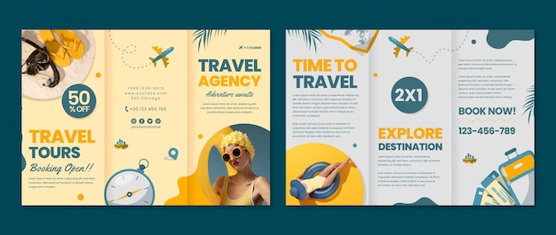 Free Vector flat design travel agency brochure template