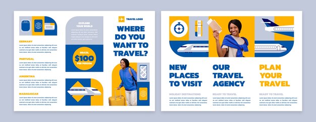 Flat design travel agency brochure template