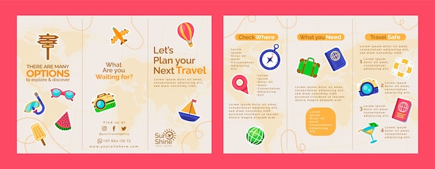 Free Vector flat design travel agency brochure with items