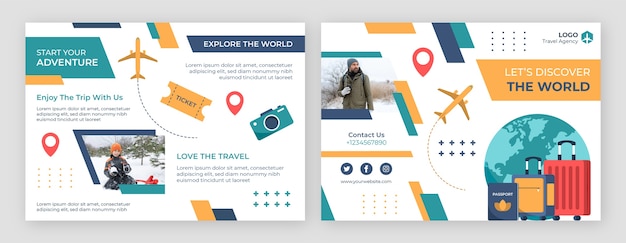 Free Vector flat design travel agency brochure with small planes