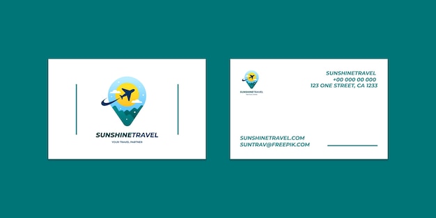 Flat design travel agency card template