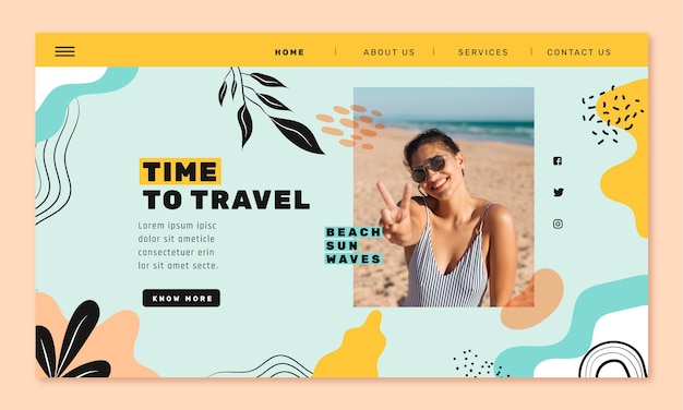 Flat design travel agency dynamic landing page