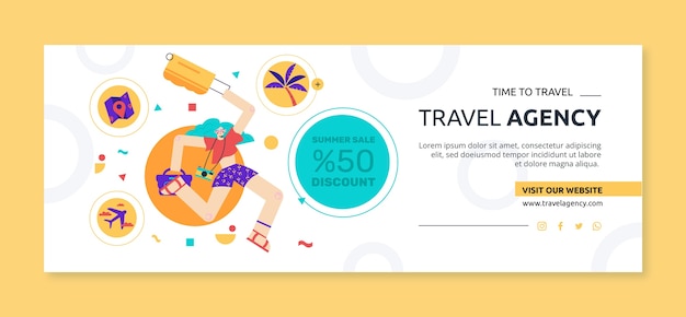 Flat design travel agency facebook cover