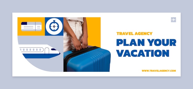 Flat design travel agency facebook cover