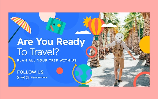 Flat design travel agency facebook post