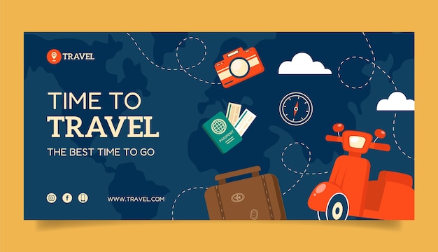 Flat design travel agency geometric linkedin banner