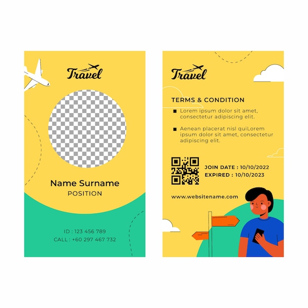 Flat design travel agency id card