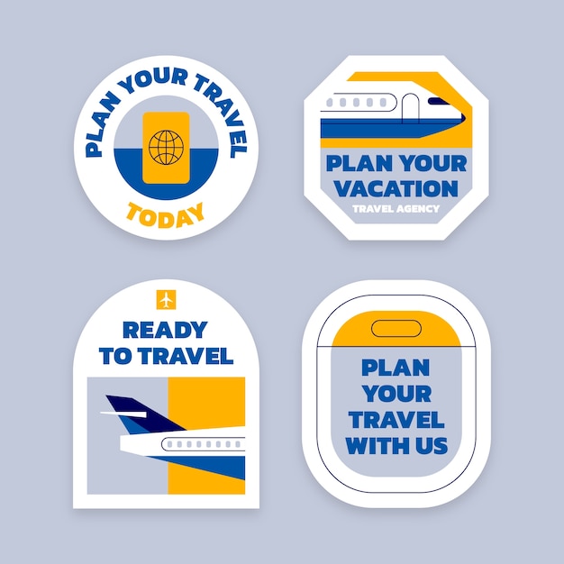 Flat design travel agency labels