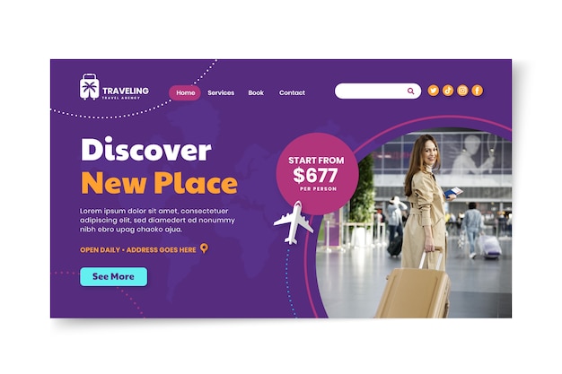 Flat design travel agency landing page