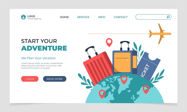 Flat design travel agency landing page