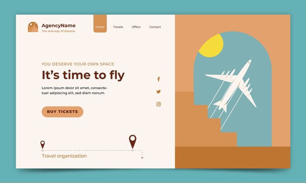 Flat design travel agency landing page