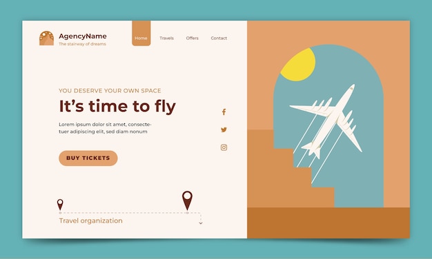 Flat design travel agency landing page