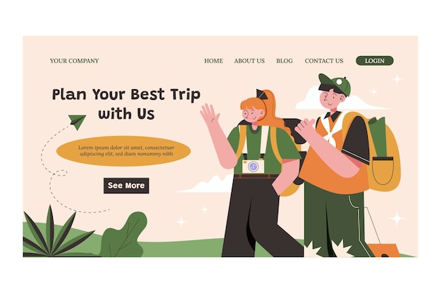 Free Vector flat design travel agency landing page