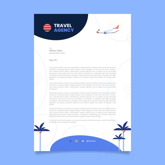 Flat design travel agency  letterhead