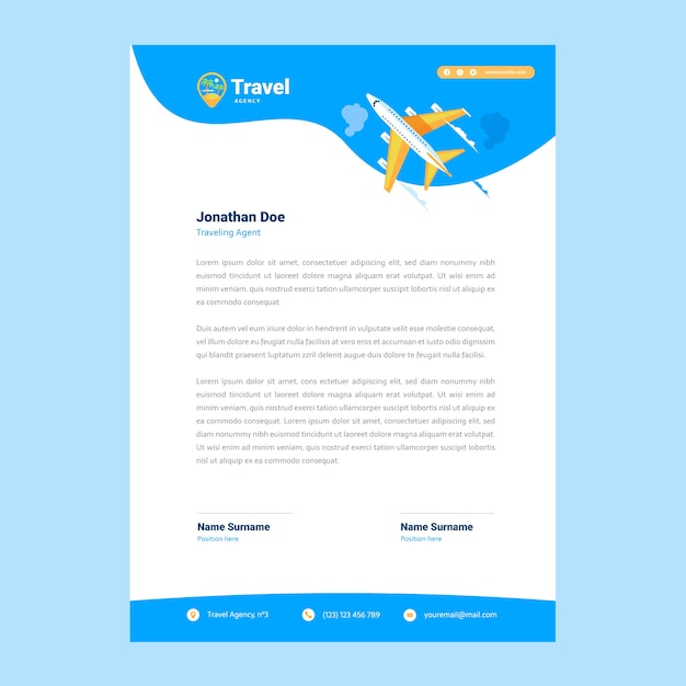 Flat design travel agency letterhead