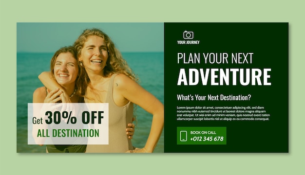 Flat design travel agency sale banner