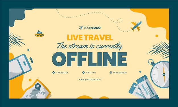 Flat design travel agency twitch background