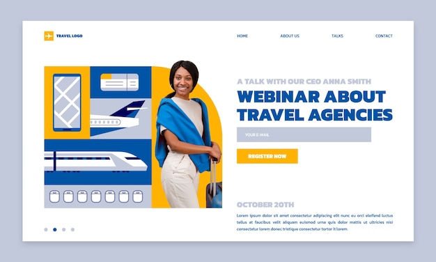 Flat design travel agency webinar template