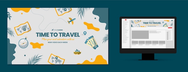 Flat design travel agency youtube channel art