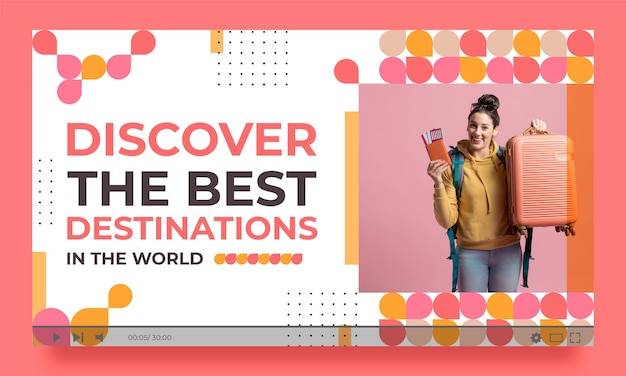 Free Vector flat design travel agency youtube thumbnail