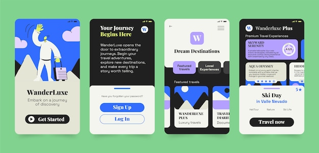 Free Vector flat design travel app template