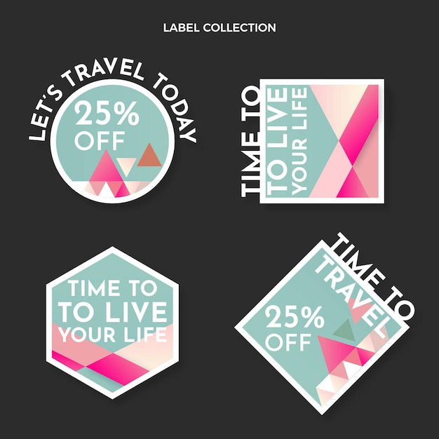 Free Vector flat design travel badges collection