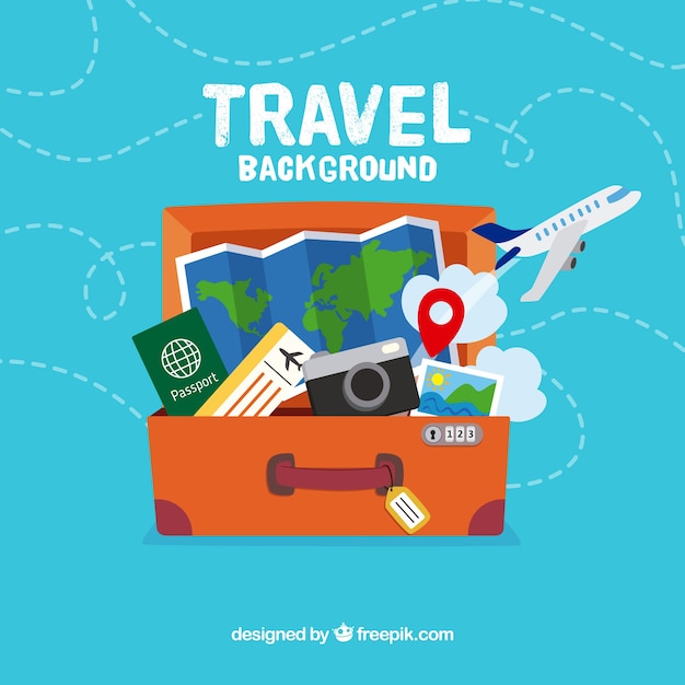 Flat design travel bag background