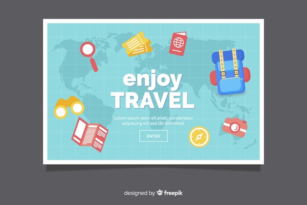 Flat design travel banner template