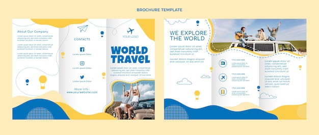 Flat design travel brochure template