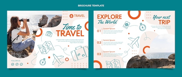 Flat design travel brochure template