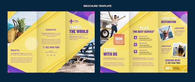 Flat design travel brochure template