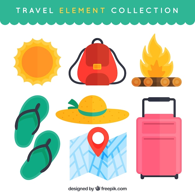 Free Vector flat design travel elements collection