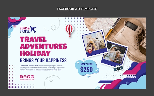 Free Vector flat design of travel facebook ad