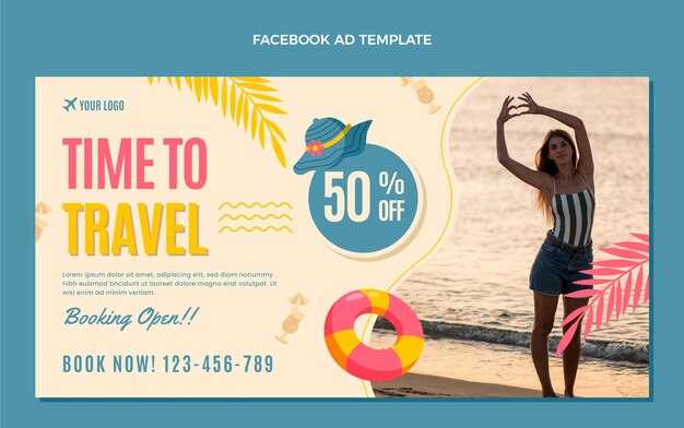 Flat design travel facebook ad