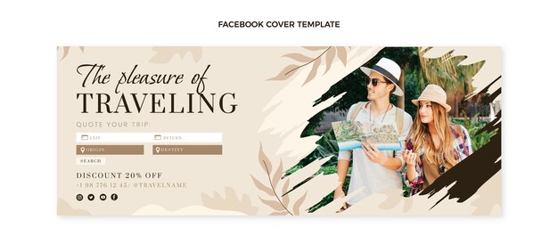 Flat design travel facebook cover template