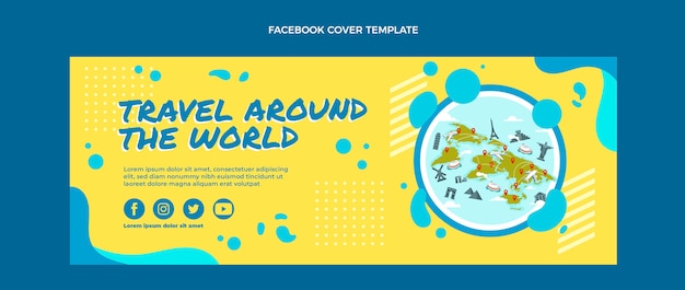 Free Vector flat design travel facebook cover template