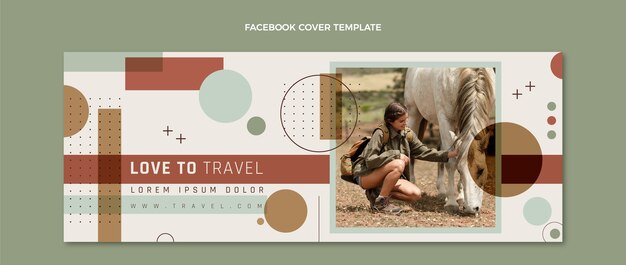 Flat design travel facebook cover template