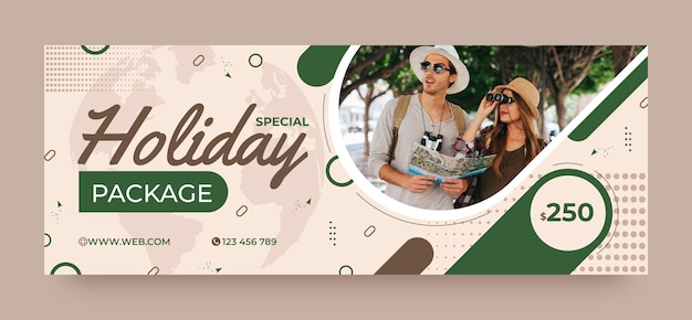 Flat design travel facebook cover template