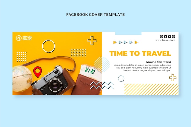 Flat design travel facebook cover