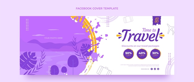 Free Vector flat design travel facebook cover