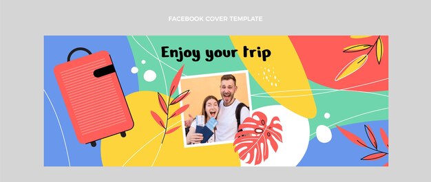 Flat design travel facebook cover