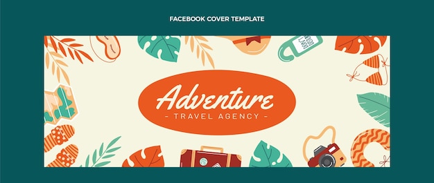 Free Vector flat design travel facebook cover