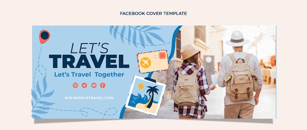 Free Vector flat design travel facebook cover