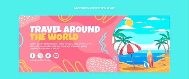 Flat design travel facebook cover